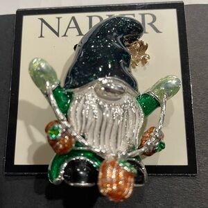 Napier Silver Tone Charms Gnome Fall Pumpkin Pin NWT